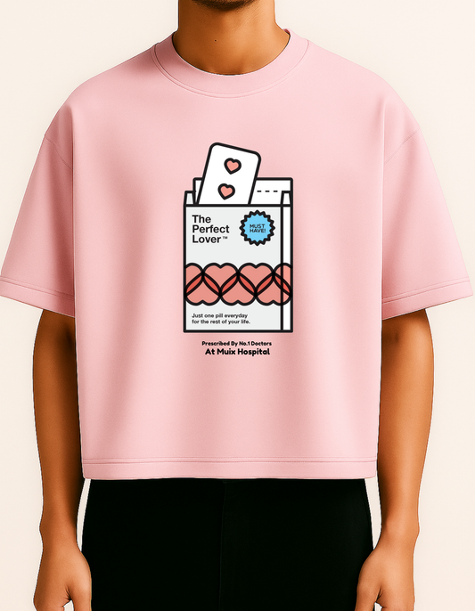 “I Am Your Medicine, Girl” - durable, heavyweight cotton, Baby pink coloured oversized boxy-fit crop tshirt