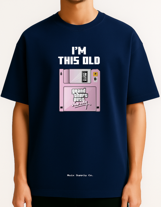 “It All Started With Me” - oversized, cropped boxy-fit t-shirt in midnight blue