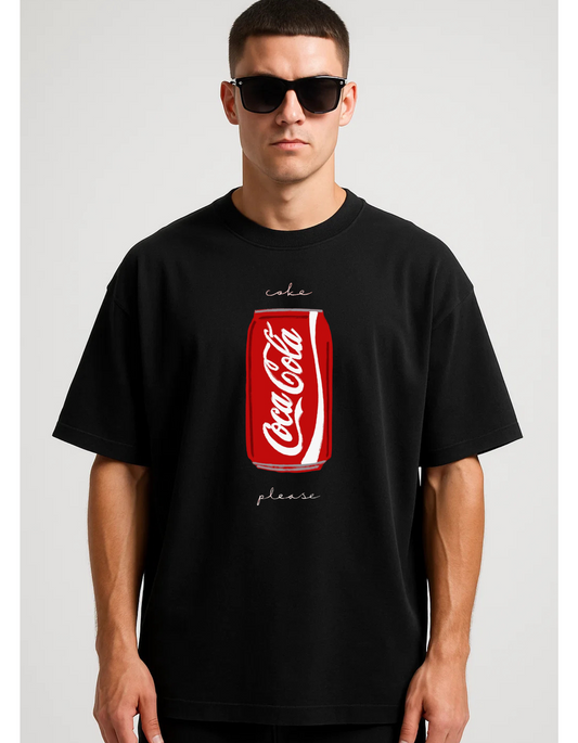 “Coke Please” -  Relaxed Oversized Black t-shirt with drop shoulders