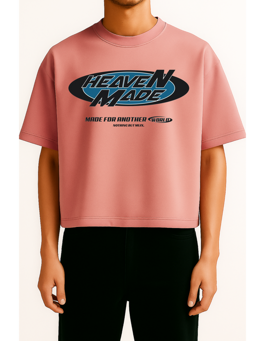 “Heaven Made Man” - oversized, cropped boxy silhouette tshirt